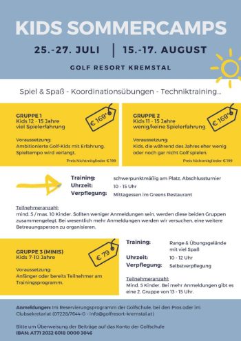 Sommercamp Golfschule Stöckl Kematen 2023